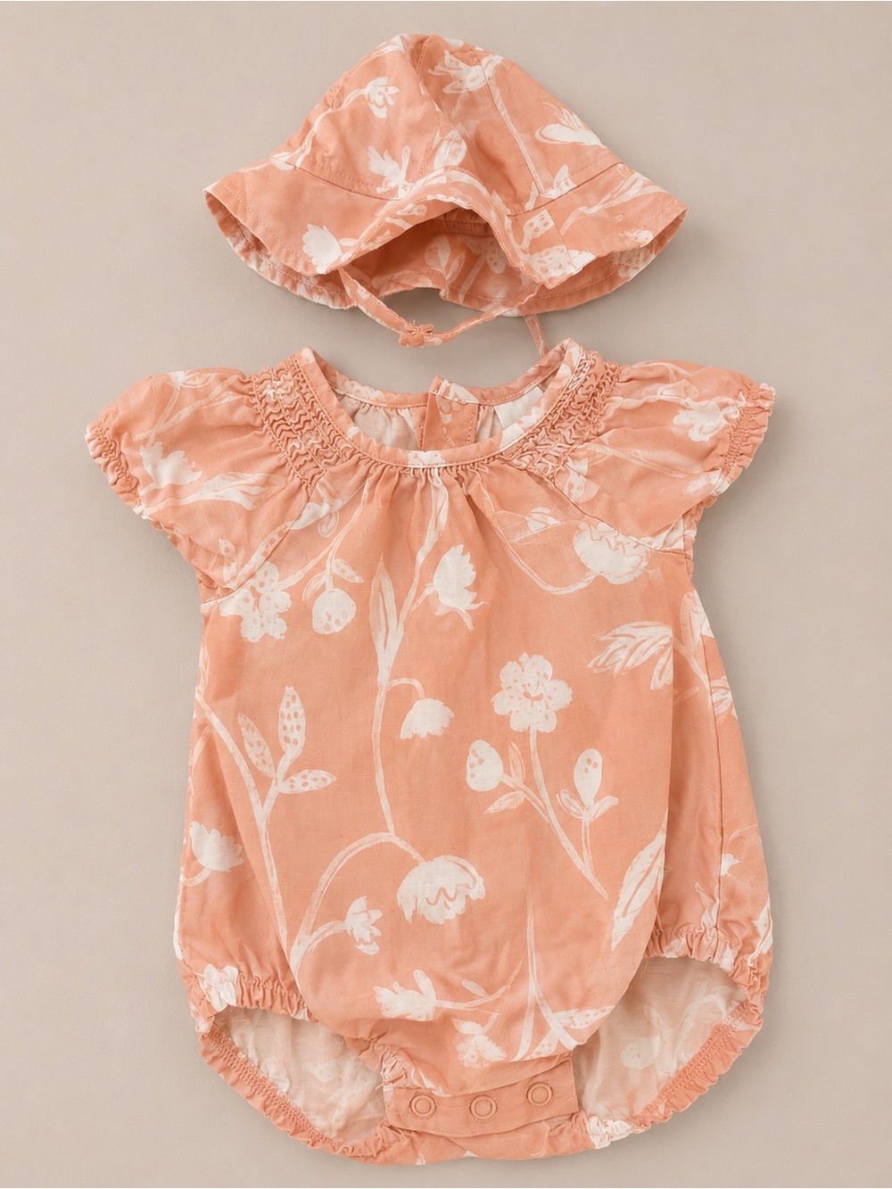 Carter’s - Bubble Romper W/ Sun Hat & Floral Print (Cotton) - NB